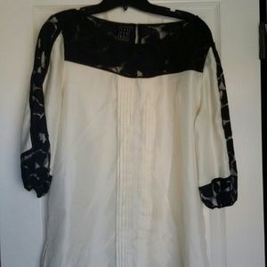 COPY - Ivory satin with black lace blouse no size…